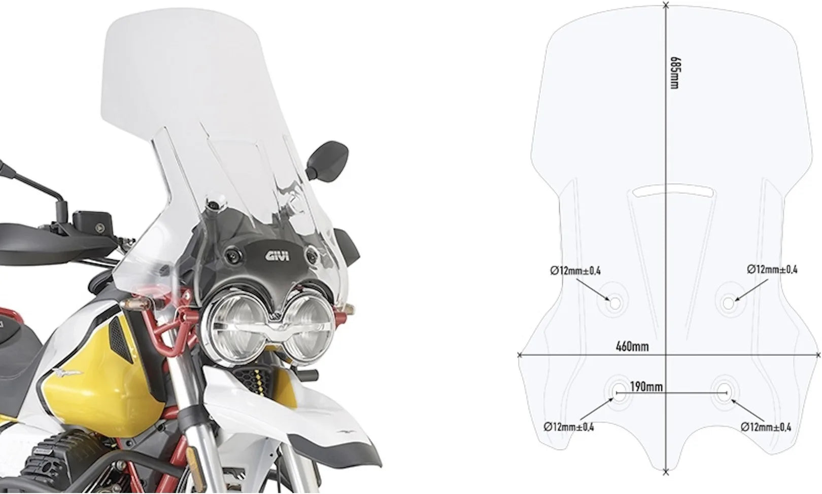 Windschild Transparent - Givi Kompatibel Mit Moto Guzzi V85 Tt (2019-2023)