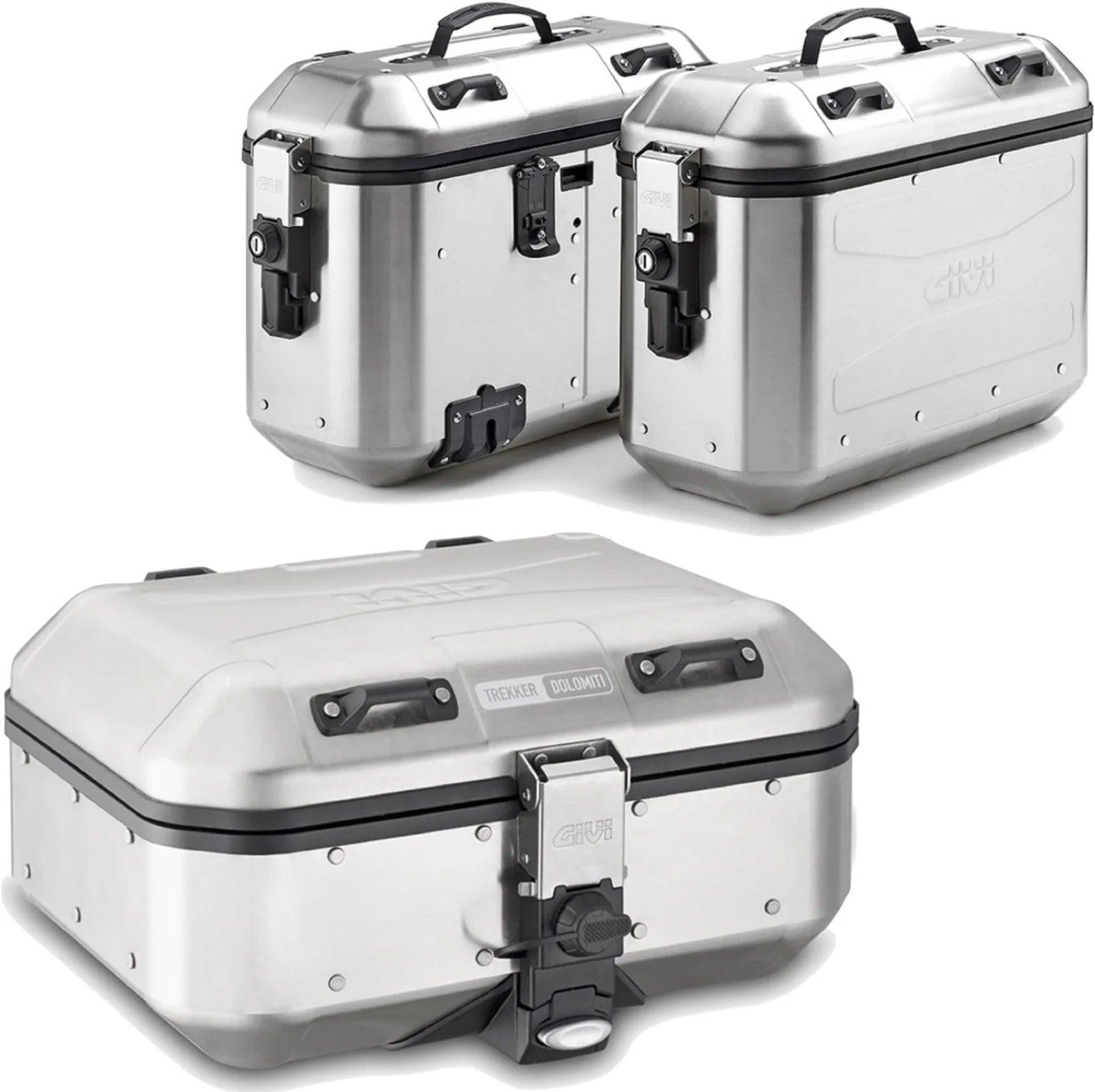 Topcase + Seitenkoffer Trekker Dolomiti Aluminium 102 Lt Trekker Dolomiti Aluminium - Givi Kompatibel Mit Benelli Trk 702 X (2023-2024)