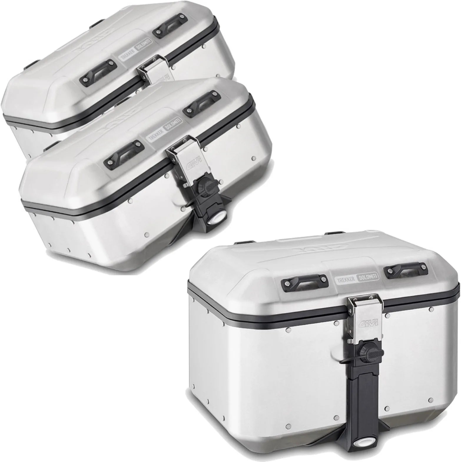 Topcase + Seitenkoffer Trekker Dolomiti Aluminium 106 Lt Trekker Dolomiti Aluminium - Givi Kompatibel Mit Benelli Trk 702 (2023-2024)