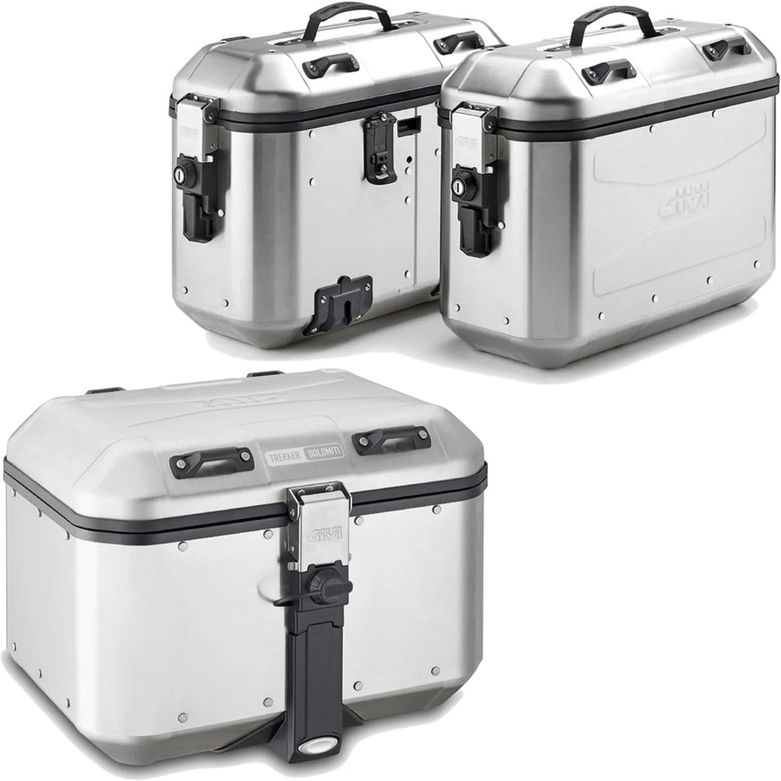 Topcase + Seitenkoffer Trekker Dolomiti Aluminium 118 Lt Trekker Dolomiti Aluminium - Givi Kompatibel Mit Benelli Trk 702 (2023-2024)