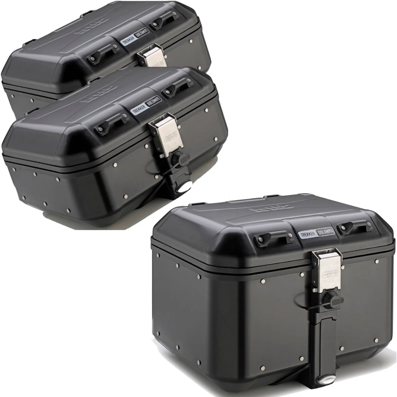 Topcase + Seitenkoffer Trekker Dolomiti Aluminium Schwarz 106 Lt Trekker Dolomiti Aluminium - Givi Kompatibel Mit Benelli Trk 702 X (2023-2024)