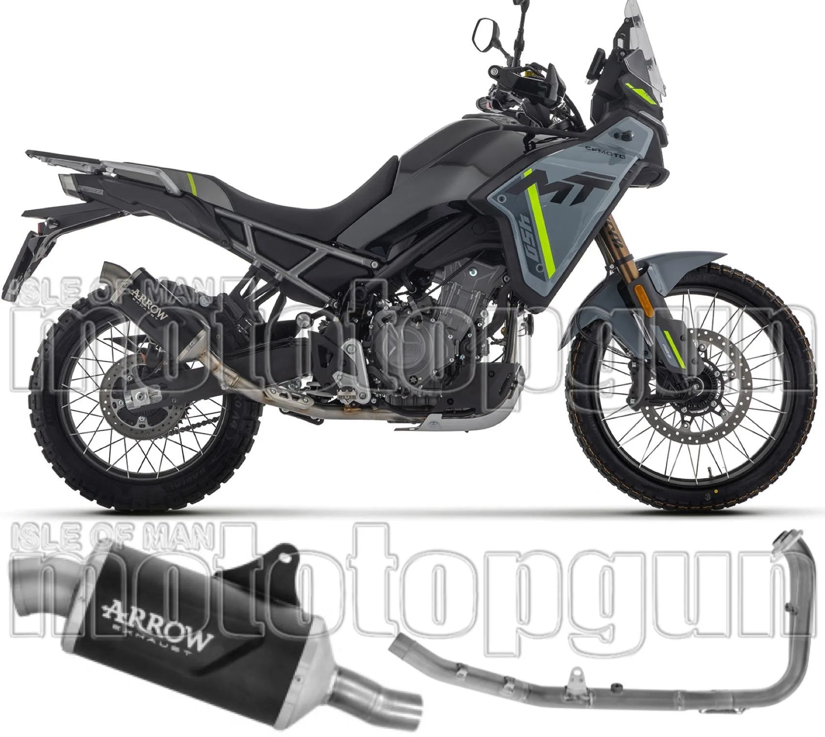Komplette Auspuffanlage Ohne Katalysator Und Mit Geräuschzulassung Indy-Race Evo Aluminium Schwarz Endkappe Edelstahl - Arrow Special Parts Kompatibel Mit Cfmoto 450 Mt (2025-2026)
