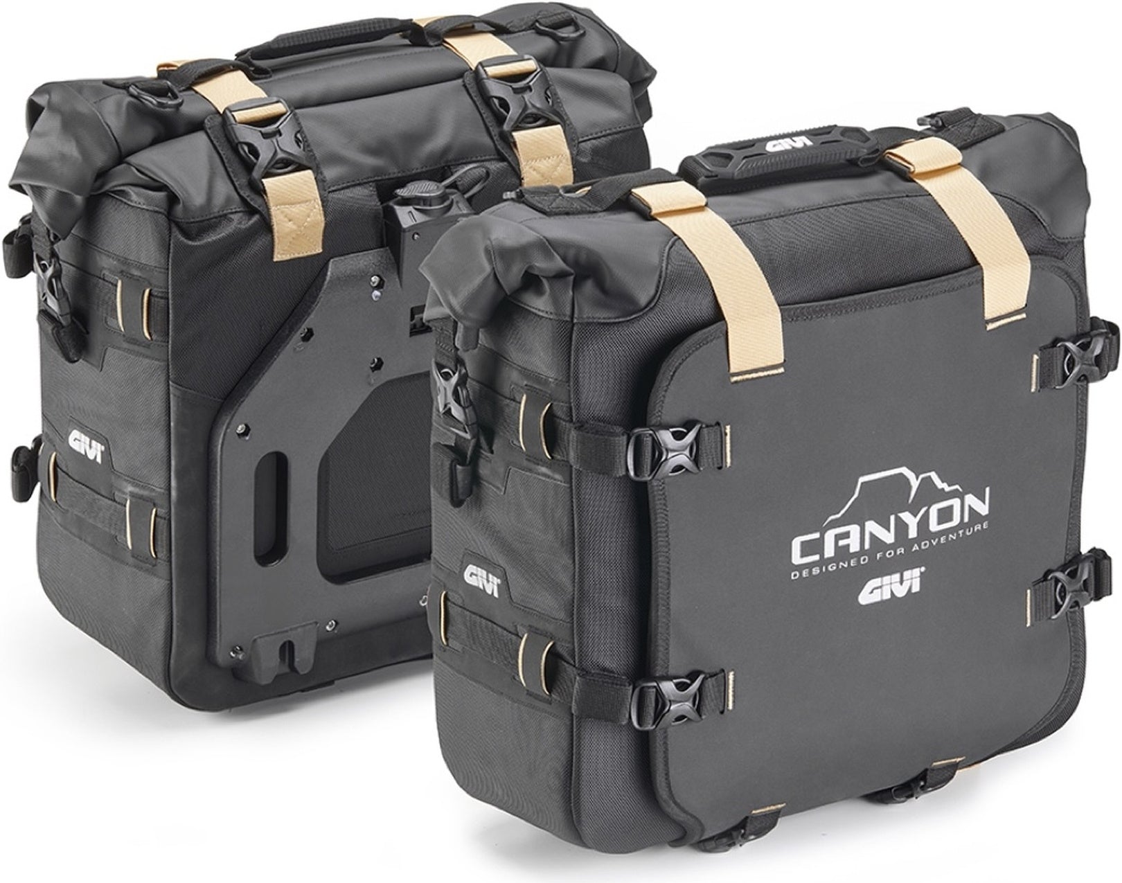 Monokey Canyon Black Side Bags - 50 Lt Canyon Nylon - Givi Compatible With Moto Guzzi Stelvio 1000 (2024)
