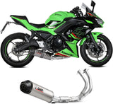 Complete Catalytic Exhaust System With Sound Certification Oval Titanium Carbon Fiber End Cap - Mivv Compatible With Kawasaki Ninja 650 (2025-2026)