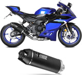 Complete Non-Catalytic Exhaust System With Sound Certification Ak-1 Steel Black Carbon Fiber End Cap - Mivv Compatible With Yamaha R9 (2025-2026)