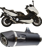 Komplette Abgasanlage Mit Katalysator Und Geräuschzulassung Nero Edelstahl Endkappe Carbon Fiber - Leovince Kompatibel Mit Yamaha Xp 530 T-Max (2008-2011)