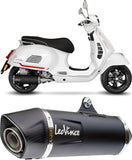 Complete Catalytic Exhaust System With Sound Certification Nero Stainless Steel Carbon Fiber End Cap - Leovince Compatible With Piaggio Vespa Gts 300 Hpe (2021-2024)
