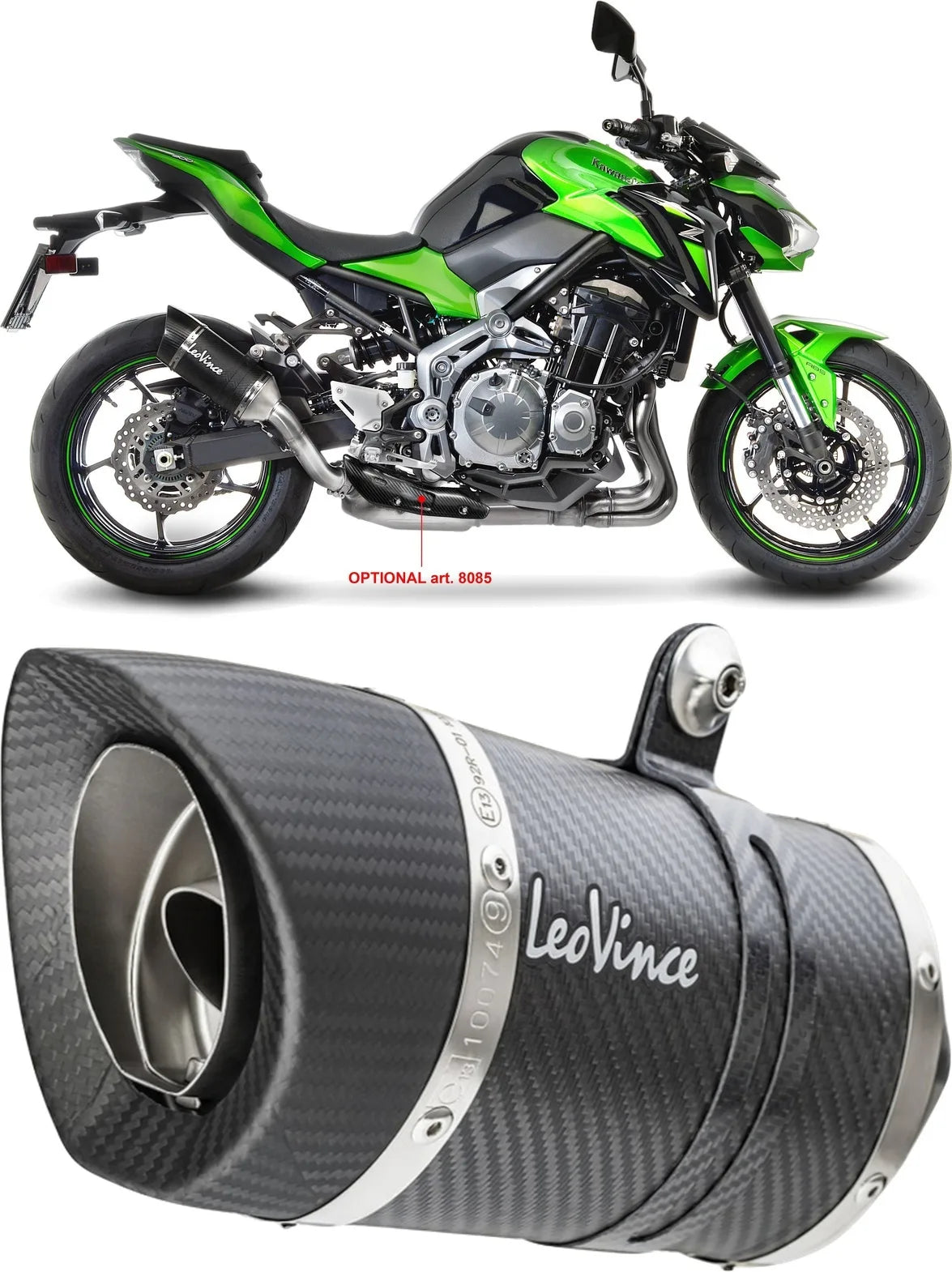 Auspuffendstück Mit Geräuschzulassung Lv Pro Carbon Fiber Endkappe Carbon Fiber - Leovince Kompatibel Mit Kawasaki Z 900 A2 (2018-2024)