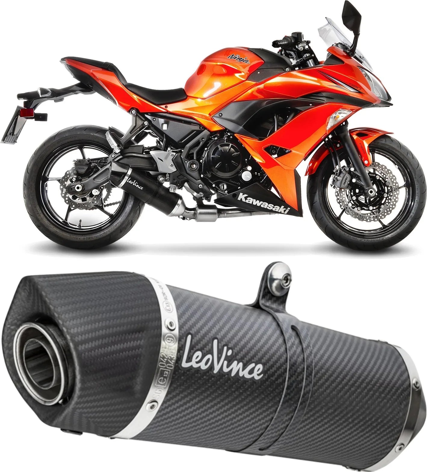 Komplette Abgasanlage Mit Katalysator Und Geräuschzulassung Lv One Evo Carbon Fiber Endkappe Carbon Fiber - Leovince Kompatibel Mit Kawasaki Ninja 650 (2020)