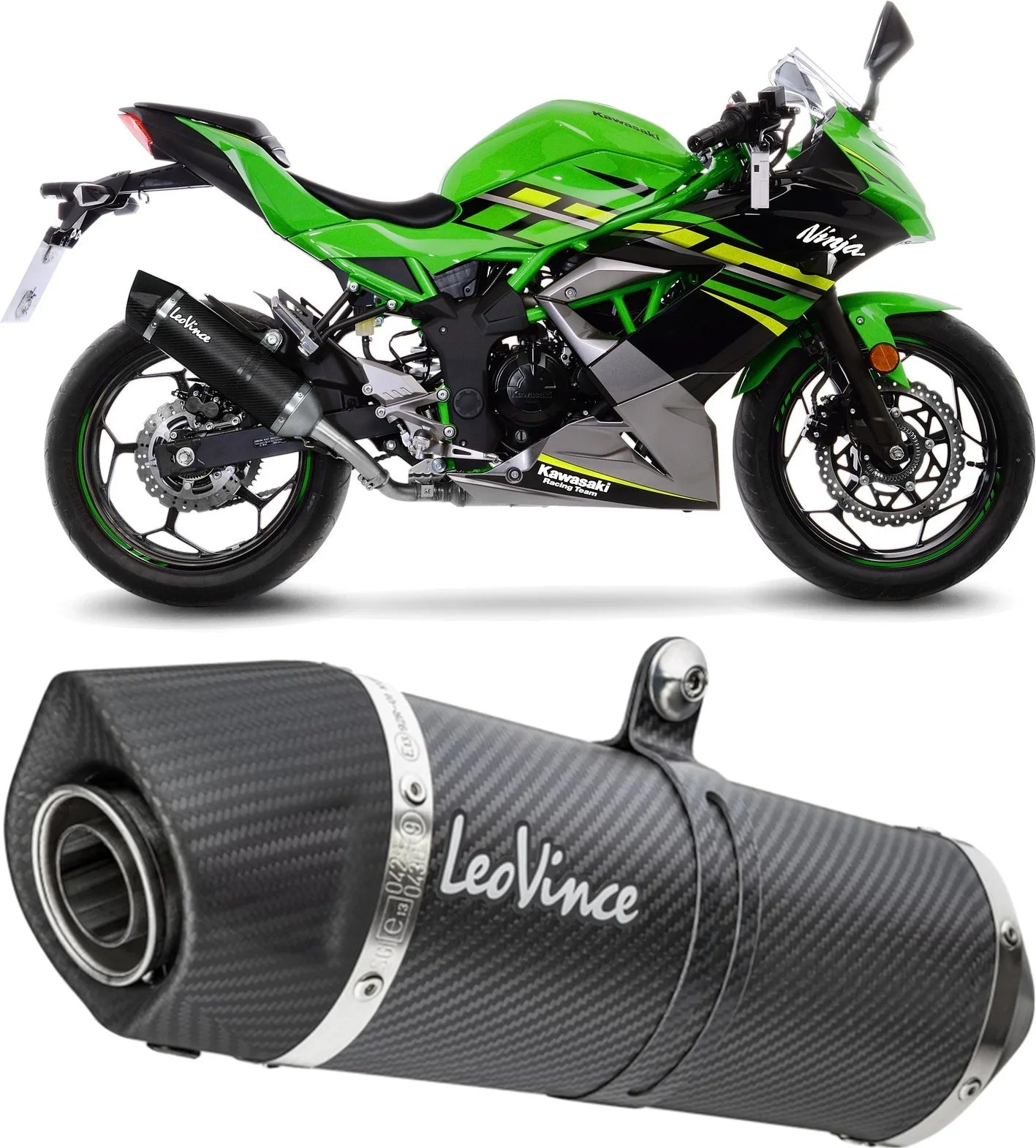 Auspuffendstück Mit Geräuschzulassung Lv One Evo Carbon Fiber Endkappe Carbon Fiber - Leovince Kompatibel Mit Kawasaki Z 125 (2019-2024)