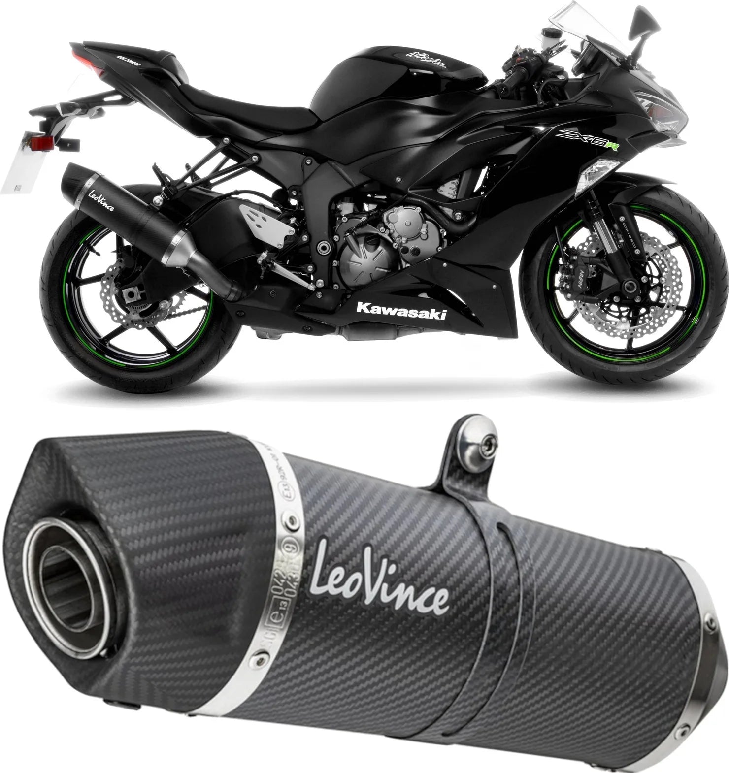 Auspuffendstück Mit Geräuschzulassung Lv One Evo Carbon Fiber Endkappe Carbon Fiber - Leovince Kompatibel Mit Kawasaki Zx 6R Ninja (2024-2026)