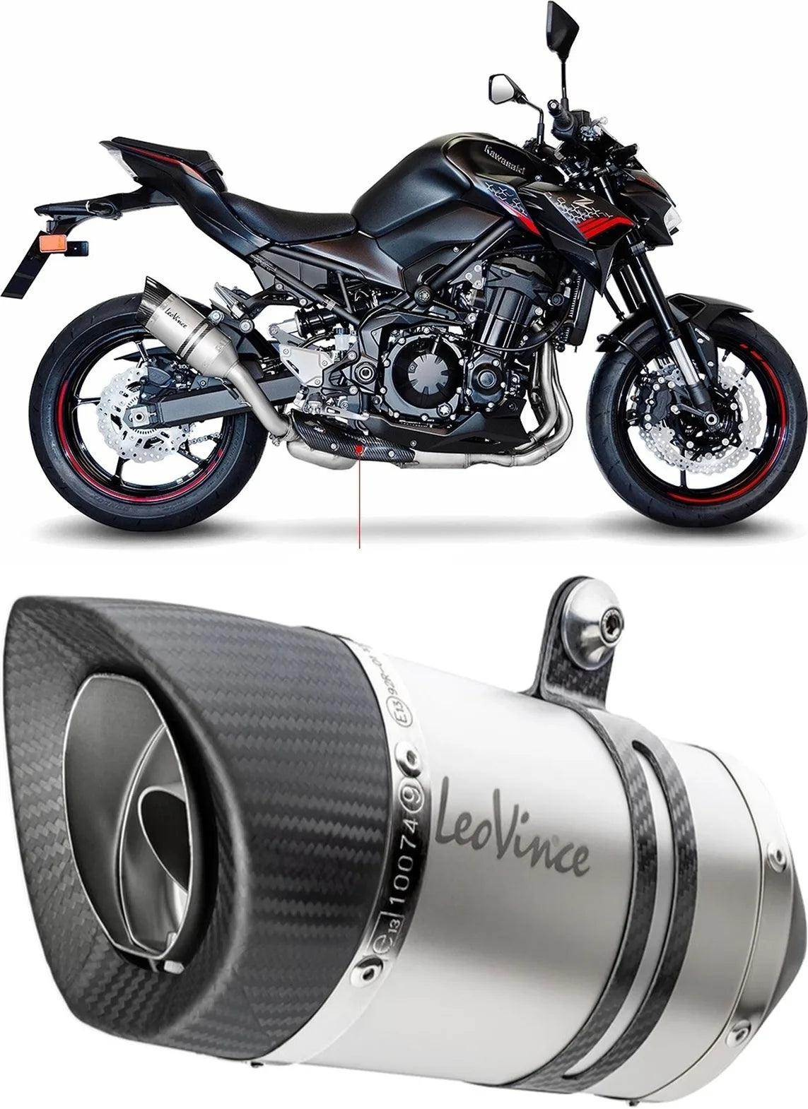 Auspuffendstück Mit Geräuschzulassung Lv Pro Edelstahl Endkappe Carbon Fiber - Leovince Kompatibel Mit Kawasaki Z 900 (2020-2024)