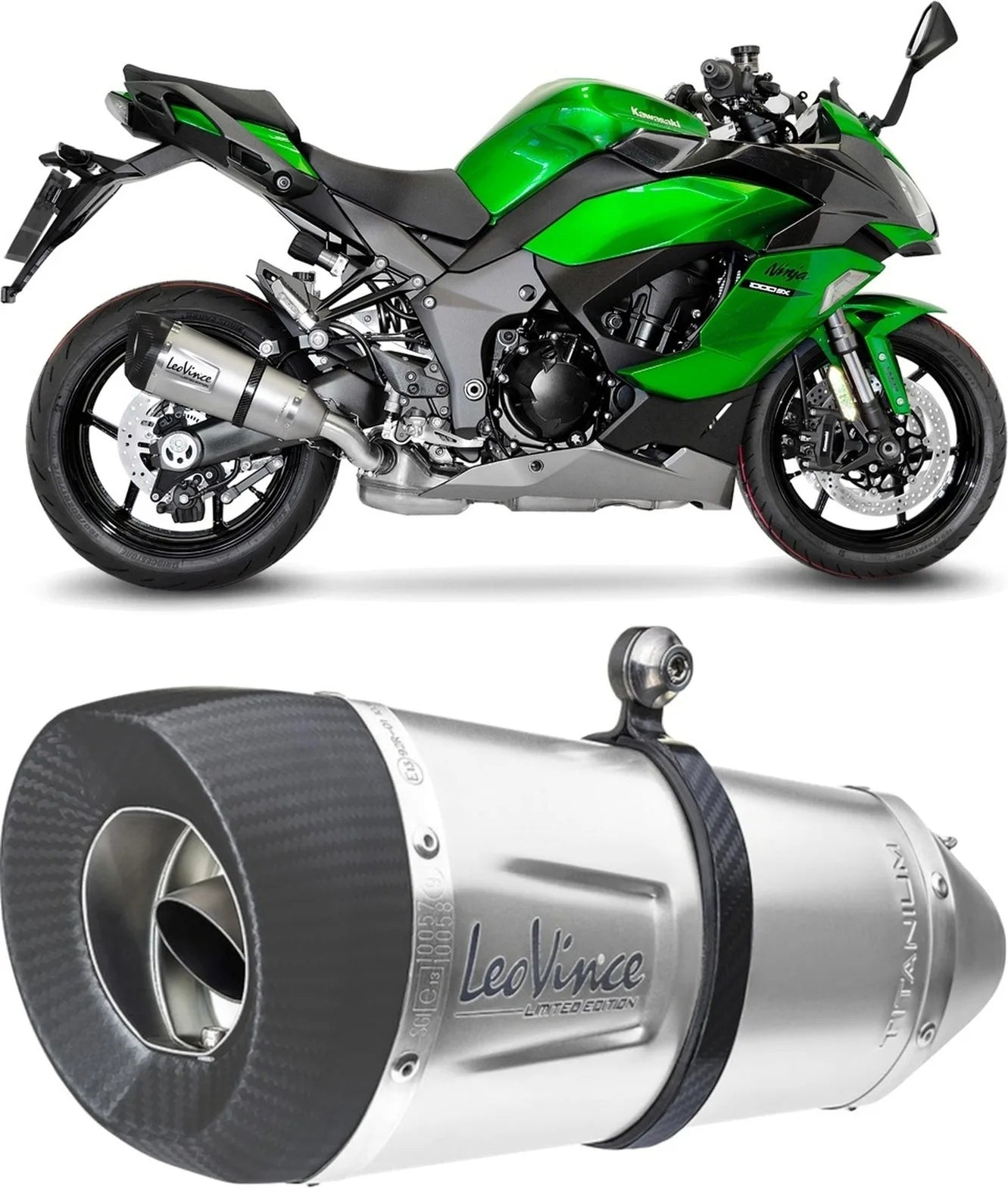 Auspuffendstück Mit Geräuschzulassung Factory S Titan Endkappe Carbon Fiber - Leovince Kompatibel Mit Kawasaki Ninja 1100 Sx Tourer (2020-2024)