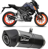 Komplette Abgasanlage Mit Katalysator Und Geräuschzulassung Lv One Evo Edelstahl Schwarz Endkappe Carbon Fiber - Leovince Kompatibel Mit Yamaha Mt-125 (2021-2024)