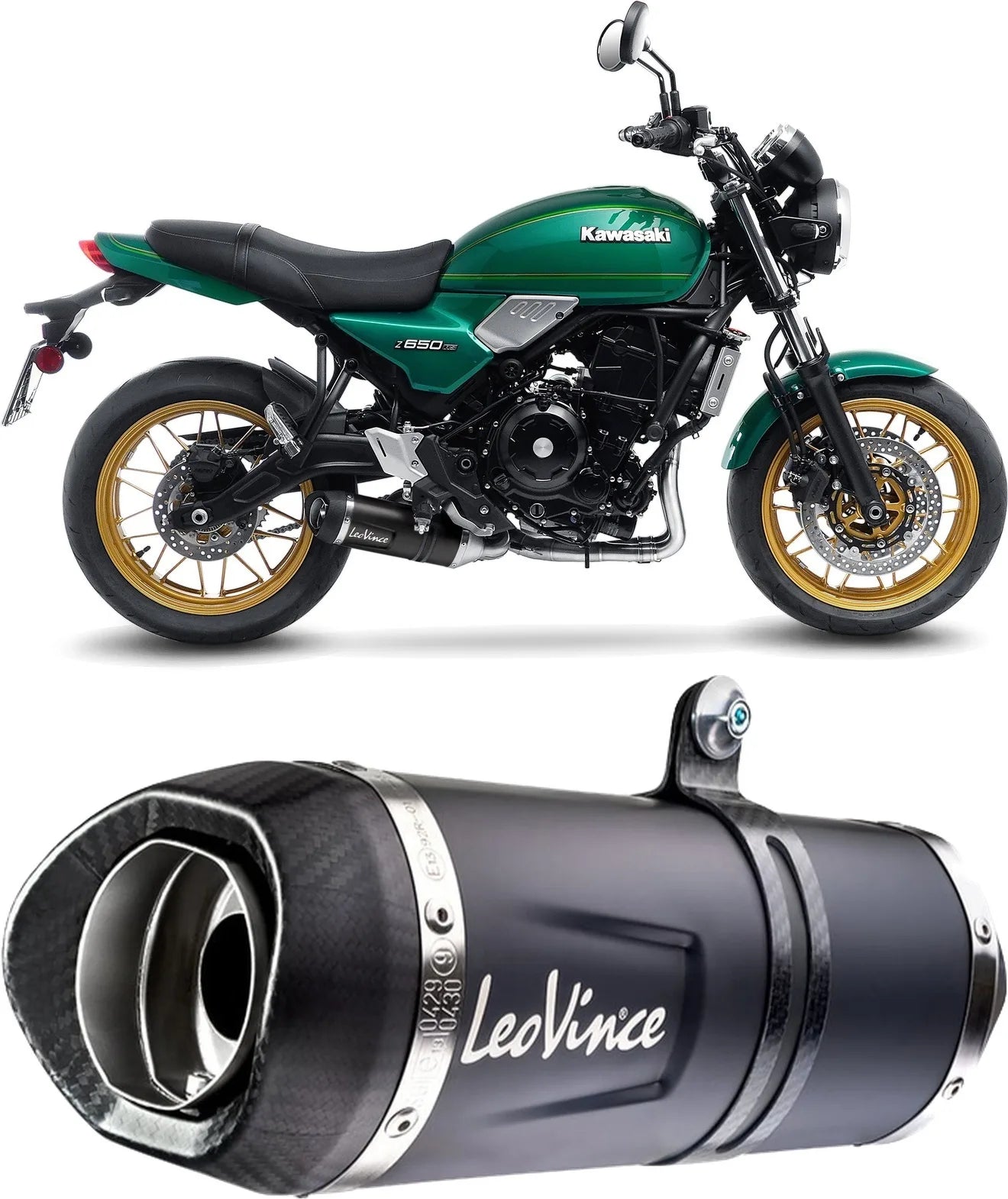 Komplette Abgasanlage Mit Katalysator Und Geräuschzulassung Lv One Evo Edelstahl Schwarz Endkappe Carbon Fiber - Leovince Kompatibel Mit Kawasaki Z 650 (2021-2026)
