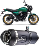 Complete Catalytic Exhaust System With Sound Certification Lv One Evo Steel Black Carbon Fiber End Cap - Leovince Compatible With Kawasaki Z 650 Rs (2022-2024)