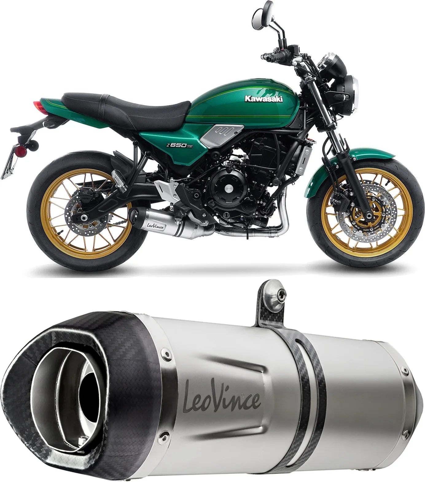 Komplette Abgasanlage Mit Katalysator Und Geräuschzulassung Lv One Evo Edelstahl Endkappe Carbon Fiber - Leovince Kompatibel Mit Kawasaki Versys 650 (2021-2024)