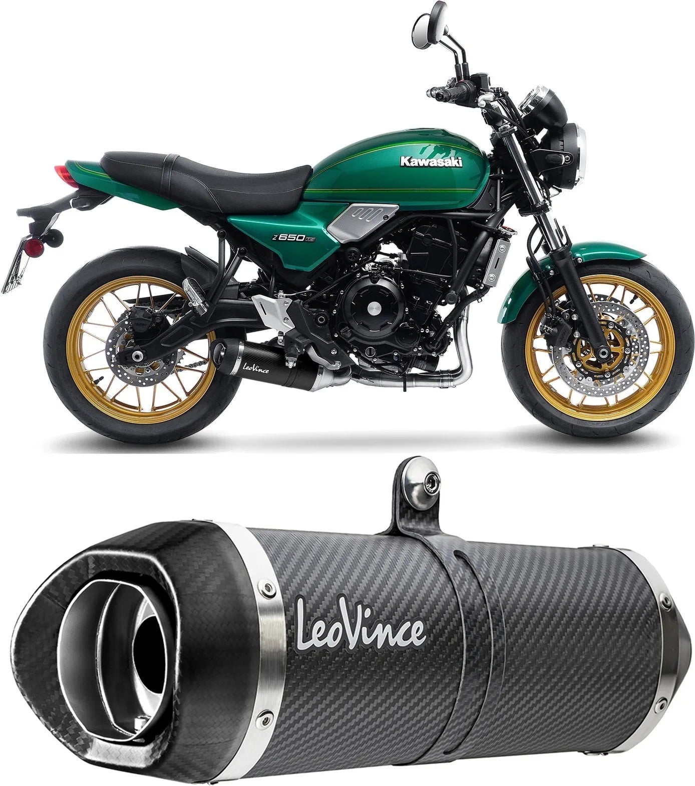 Komplette Abgasanlage Mit Katalysator Und Geräuschzulassung Lv One Evo Carbon Fiber Endkappe Carbon Fiber - Leovince Kompatibel Mit Kawasaki Z 650 Rs (2022-2024)