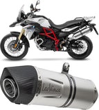 Exhaust Tip With Noise Certification Lv One Evo Stainless Steel Carbon Fiber End Cap - Leovince Compatible With Bmw F 800 Gs - Adventure (2017-2018)