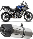 Exhaust Tip With Noise Certification Lv One Evo Stainless Steel Carbon Fiber End Cap - Leovince Compatible With Triumph Tiger 1200 Gt Rally (2022-2024)