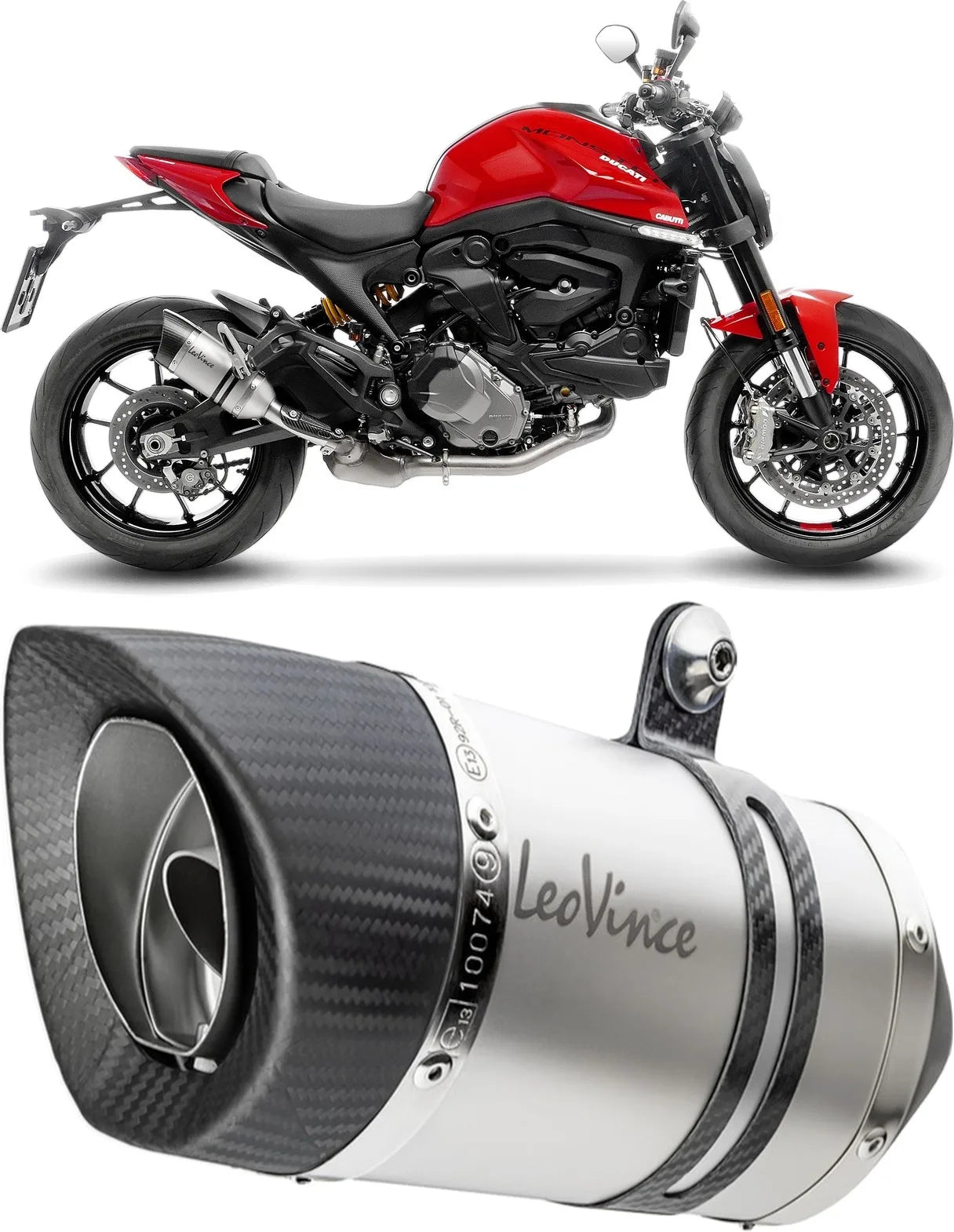 Auspuffendstück Mit Geräuschzulassung Lv Pro Edelstahl Endkappe Carbon Fiber - Leovince Kompatibel Mit Ducati Monster 937 (2021-2024)