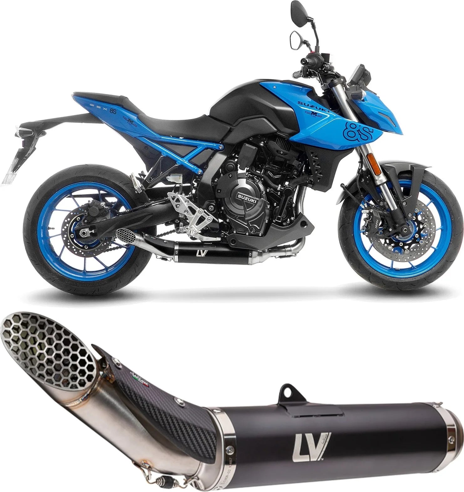 Komplette Abgasanlage Mit Katalysator Und Geräuschzulassung Lv Race Edelstahl - Leovince Kompatibel Mit Suzuki Gsx 8S (2023-2024)