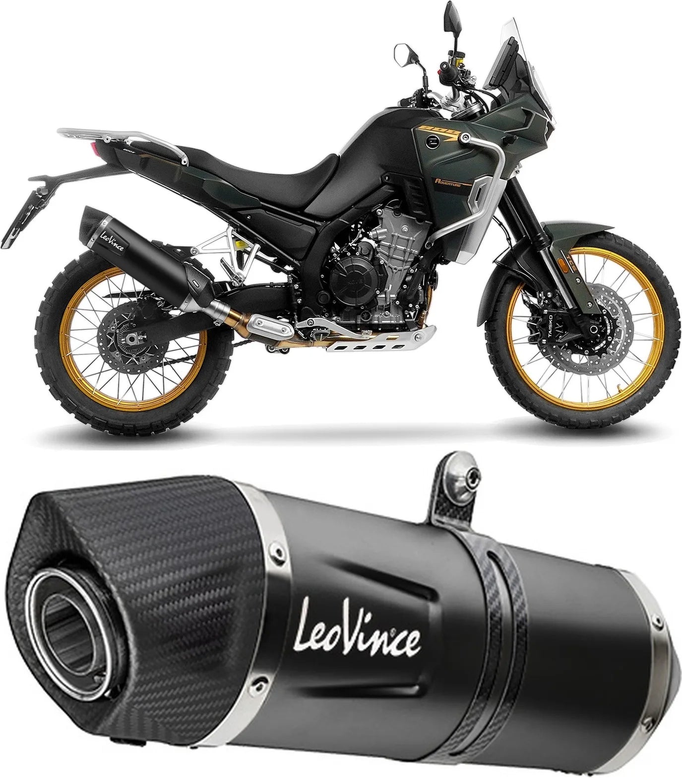 Auspuffendstück Mit Geräuschzulassung Lv One Evo Edelstahl Schwarz Endkappe Carbon Fiber - Leovince Kompatibel Mit Kove Moto 800 X Pro - Adv (2024-2026)