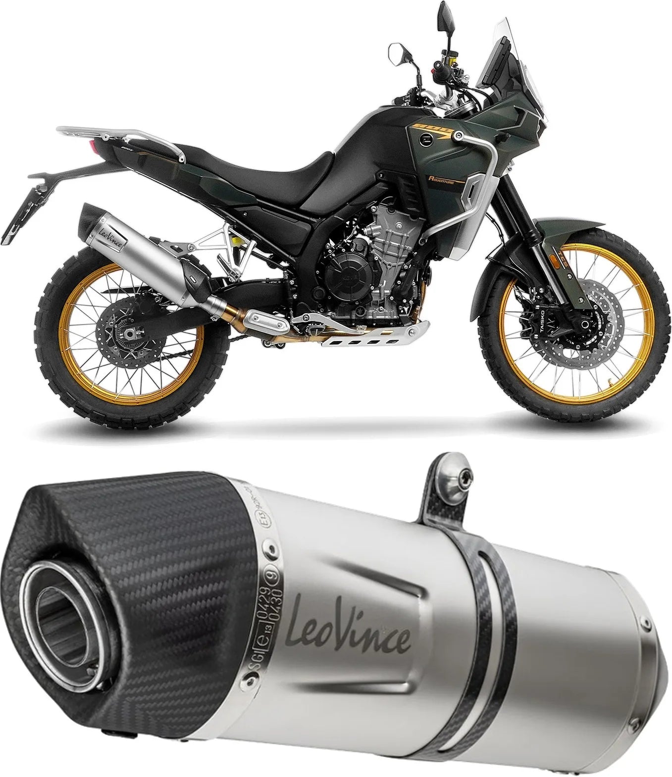 Auspuffendstück Mit Geräuschzulassung Lv One Evo Edelstahl Endkappe Carbon Fiber - Leovince Kompatibel Mit Kove Moto 800 X Pro - Adv (2024-2026)