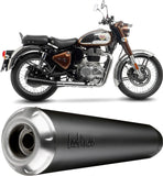 Auspuffendstück Mit Geräuschzulassung Classic Racer Edelstahl Schwarz Endkappe Edelstahl - Leovince Kompatibel Mit Royal Enfield Classic 350 (2021-2024)