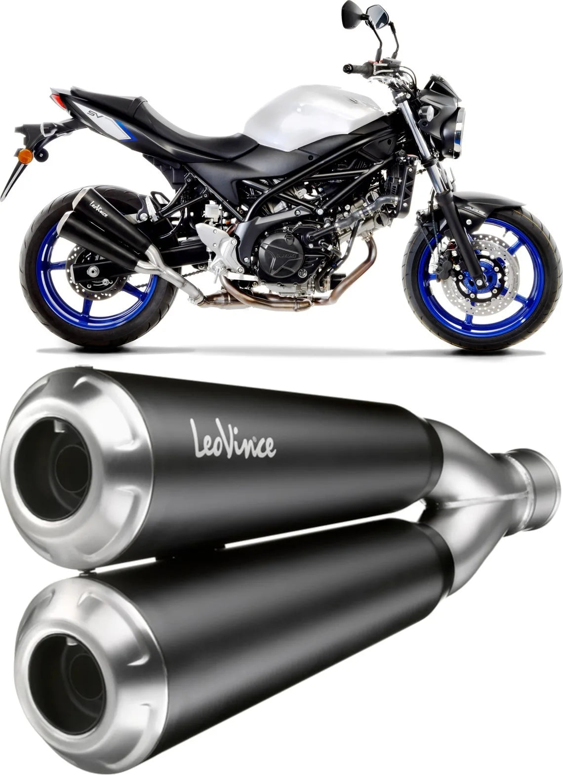 Auspuffendstück Mit Geräuschzulassung Gp Duals Edelstahl Endkappe Edelstahl - Leovince Kompatibel Mit Suzuki Sv 650 (2016-2024)
