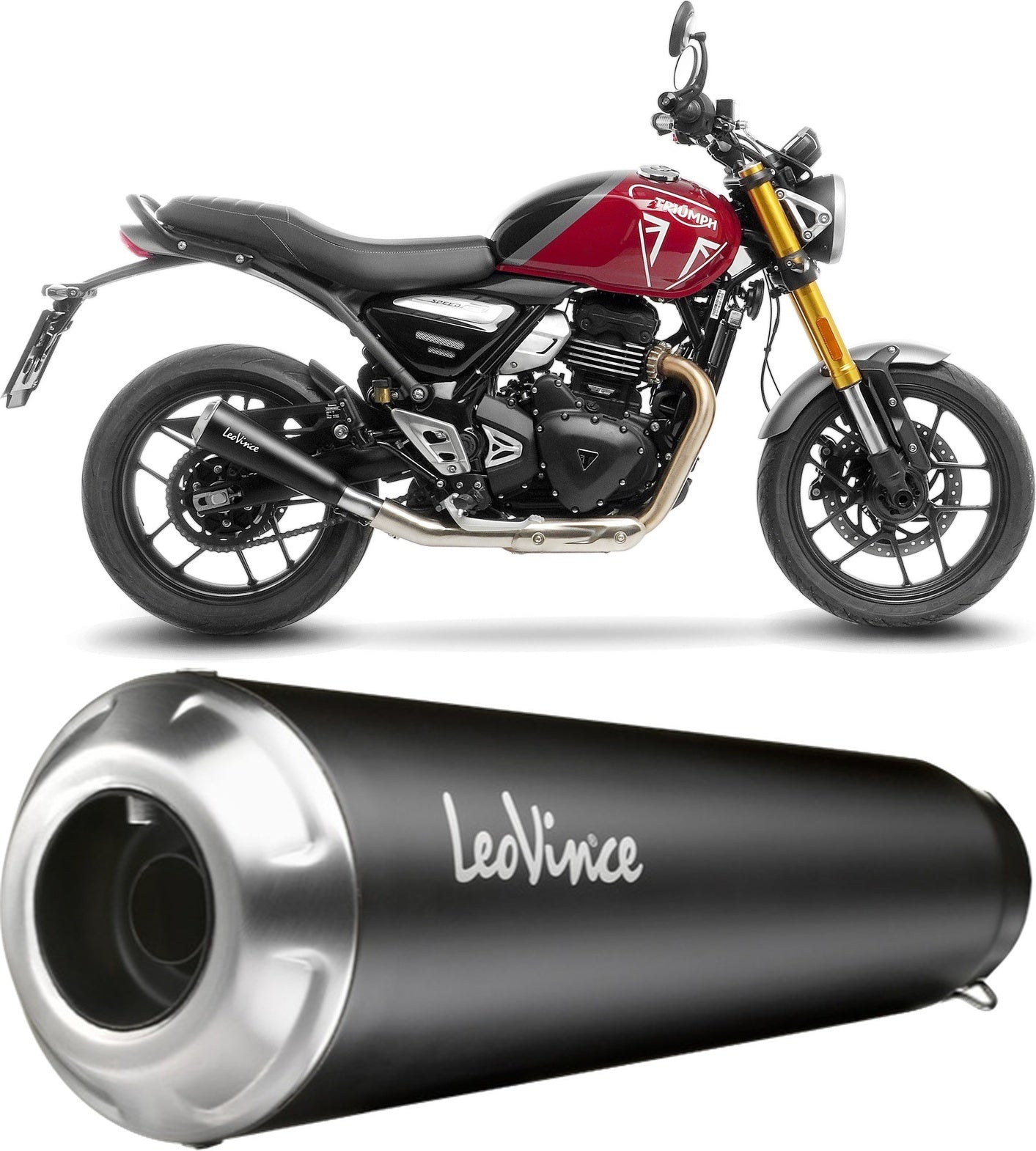 Exhaust Tip With Noise Certification Gp One Stainless Steel Stainless Steel End Cap - Leovince Compatible With Triumph Scrambler 400 X (2024-2026)