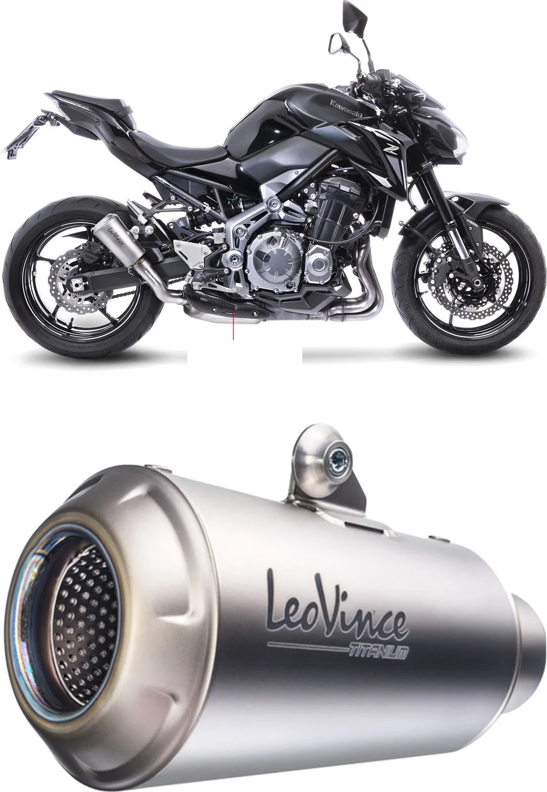 Auspuffendstück Mit Geräuschzulassung Lv-10 Titan Endkappe Titan - Leovince Kompatibel Mit Kawasaki Z 900 (2017-2019)
