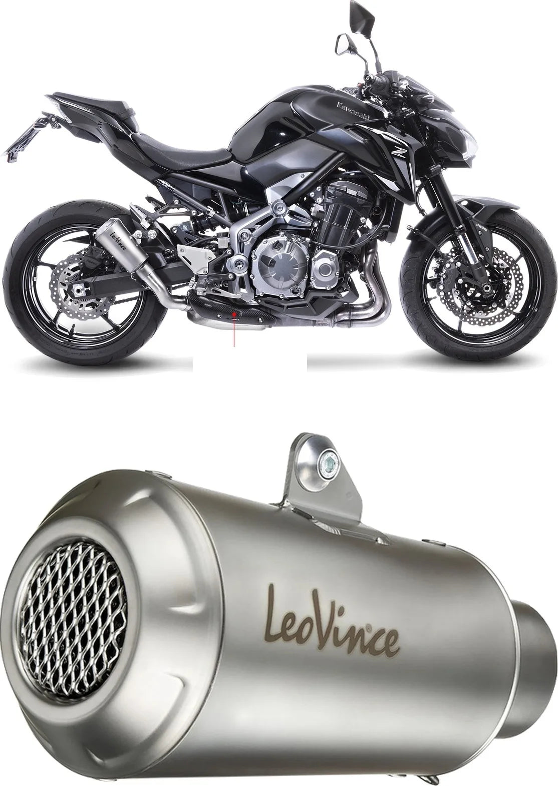 Auspuffendstück Mit Geräuschzulassung Lv-10 Edelstahl Endkappe Edelstahl - Leovince Kompatibel Mit Kawasaki Z 900 (2017-2019)