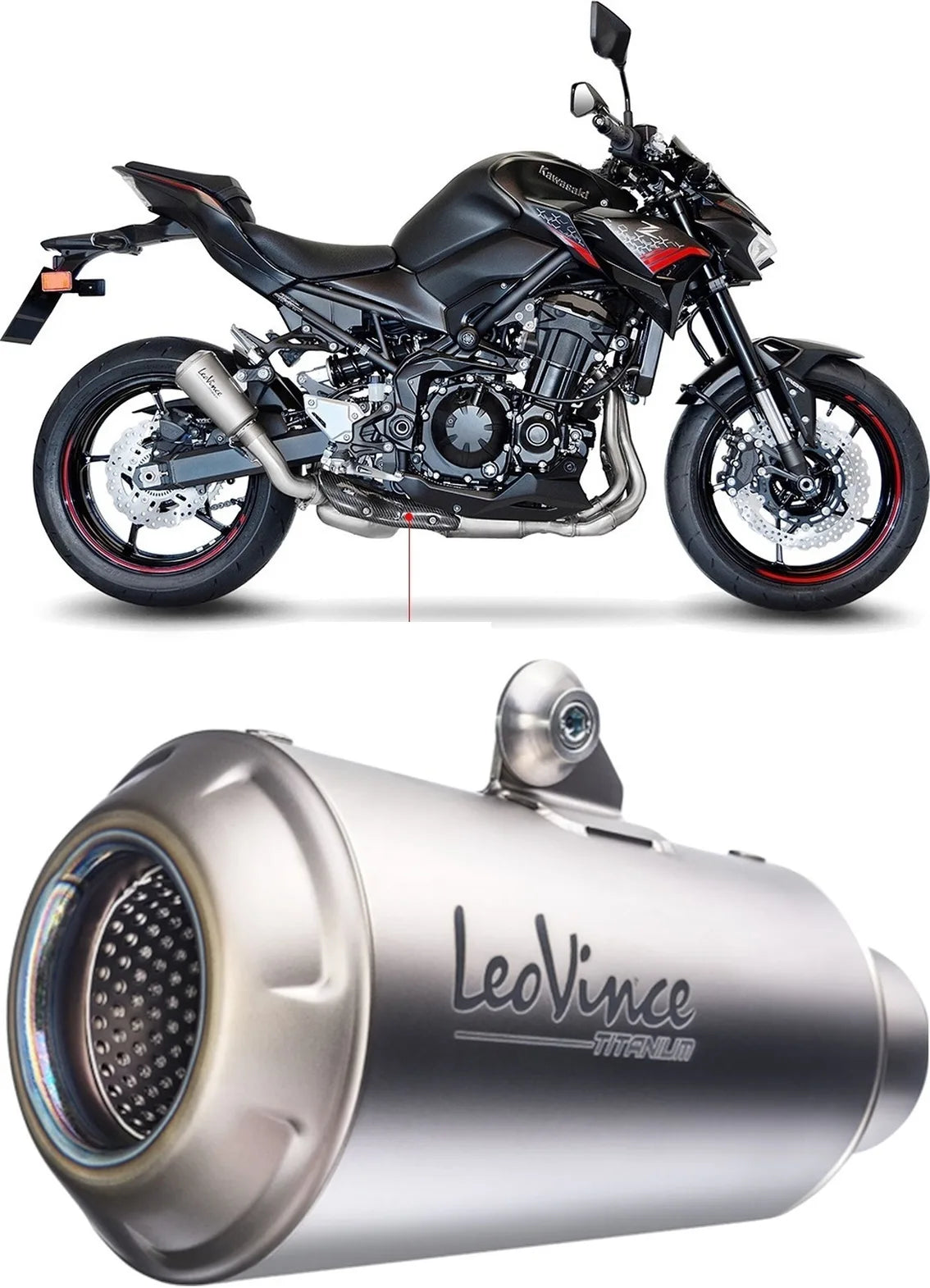 Auspuffendstück Mit Geräuschzulassung Lv-10 Titan Endkappe Titan - Leovince Kompatibel Mit Kawasaki Z 900 (2020-2024)