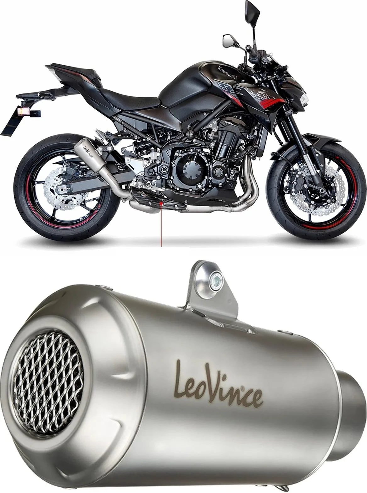 Auspuffendstück Mit Geräuschzulassung Lv-10 Edelstahl Endkappe Edelstahl - Leovince Kompatibel Mit Kawasaki Z 900 (2020-2024)