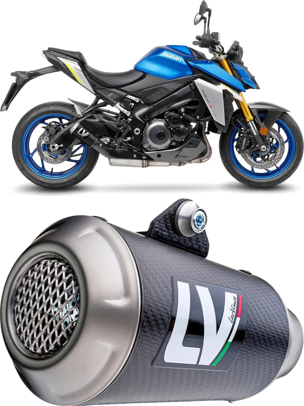 Auspuffendstück Mit Geräuschzulassung Lv-10 Carbon Fiber Endkappe Edelstahl - Leovince Kompatibel Mit Suzuki Gsx-S 1000 (2021-2026)