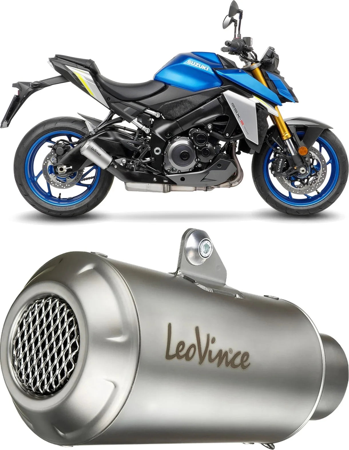 Auspuffendstück Mit Geräuschzulassung Lv-10 Edelstahl Endkappe Edelstahl - Leovince Kompatibel Mit Suzuki Gsx-S 950 (2021-2023)