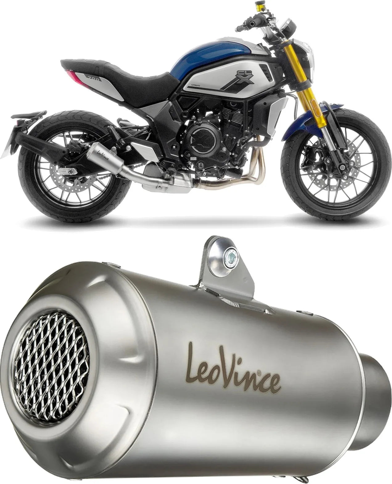 Auspuffendstück Mit Geräuschzulassung Lv-10 Edelstahl Endkappe Edelstahl - Leovince Kompatibel Mit Cfmoto 700 Cl-X Heritage (2021-2023)