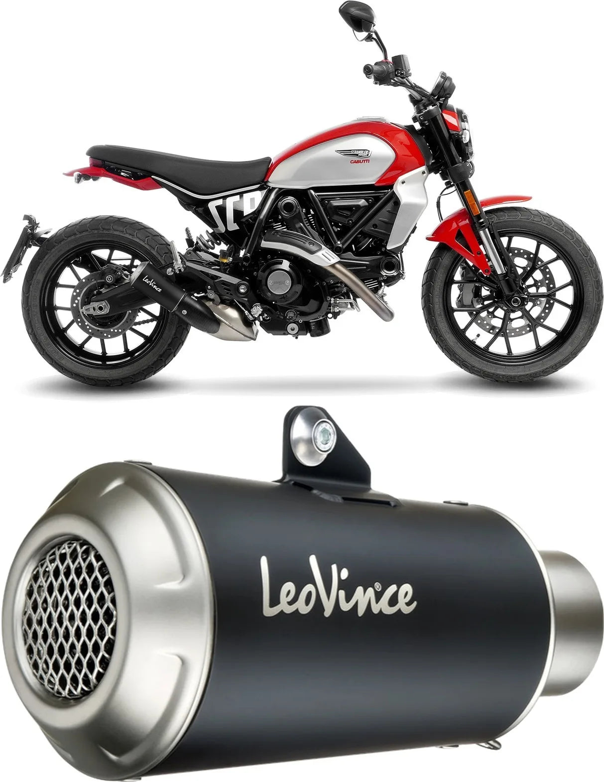 Auspuffendstück Mit Geräuschzulassung Lv-10 Edelstahl Schwarz Endkappe Edelstahl - Leovince Kompatibel Mit Ducati Scrambler 800 Full Throttle (2023-2024)