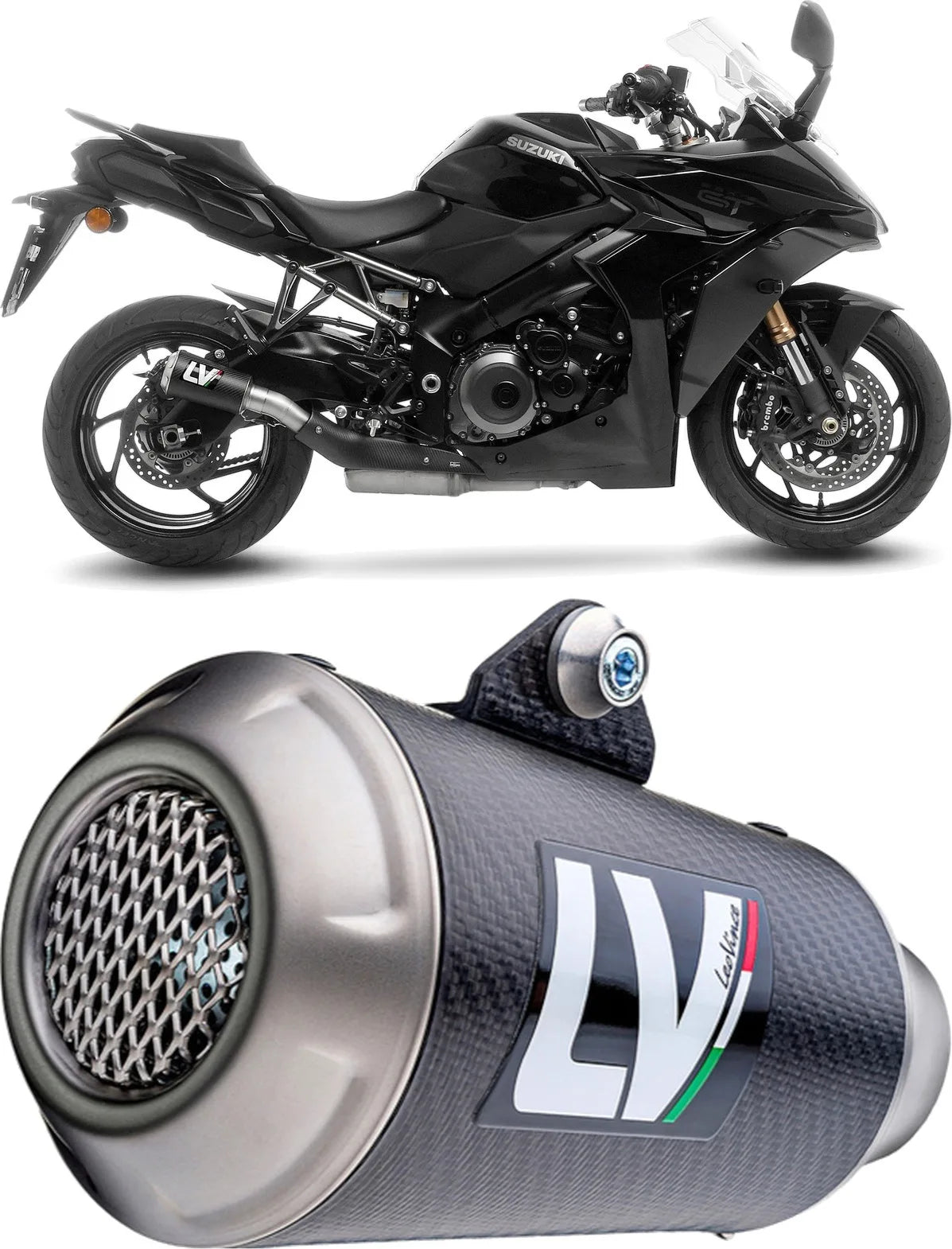 Auspuffendstück Mit Geräuschzulassung Lv-10 Carbon Fiber Endkappe Edelstahl - Leovince Kompatibel Mit Suzuki Gsx-S 1000 Gx (2025-2026)
