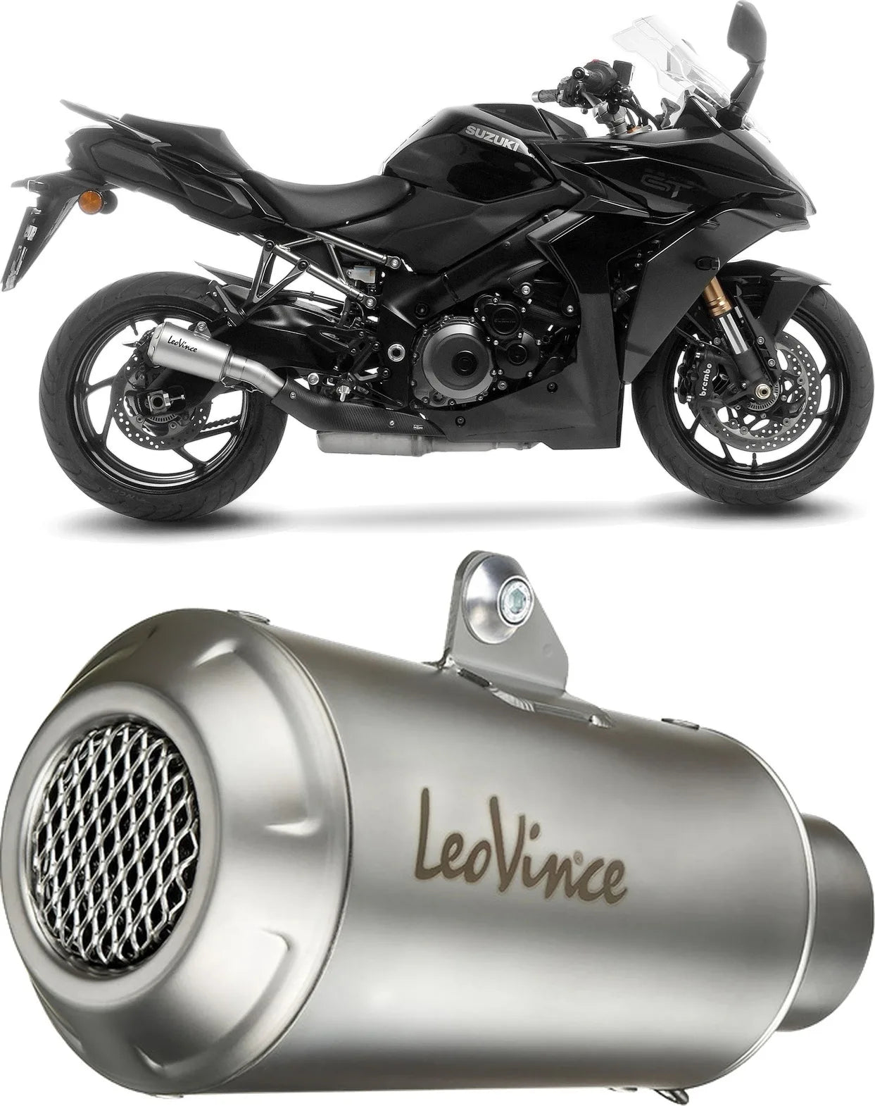 Auspuffendstück Mit Geräuschzulassung Lv-10 Edelstahl Endkappe Edelstahl - Leovince Kompatibel Mit Suzuki Gsx-S 1000 Gt (2021-2024)