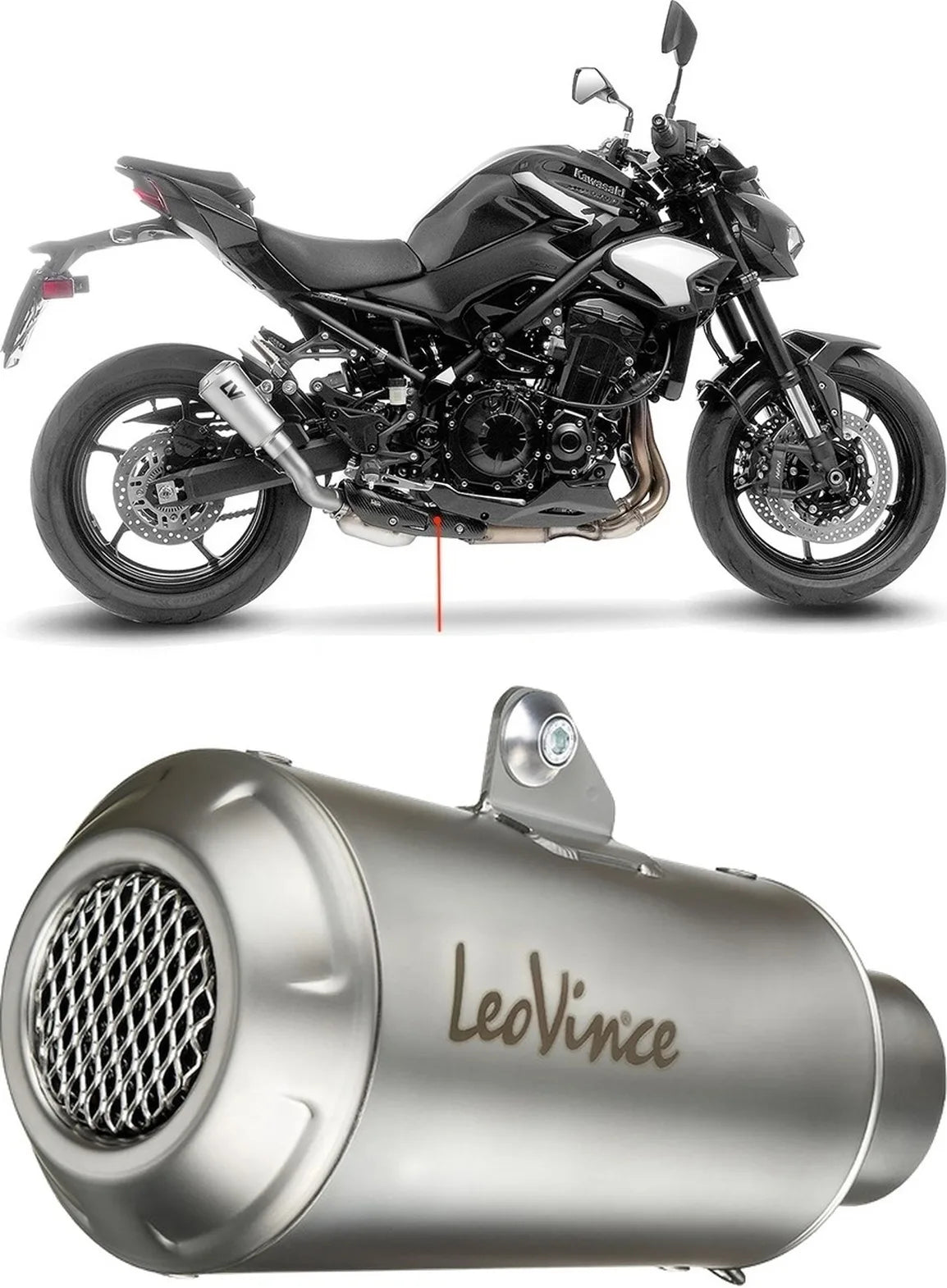Auspuffendstück Mit Geräuschzulassung Lv-10 Edelstahl Endkappe Edelstahl - Leovince Kompatibel Mit Kawasaki Z 900 (2025-2026)
