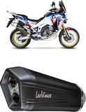 Exhaust Tip With Noise Certification Lv-12 Steel Black Carbon Fiber End Cap - Leovince Compatible With Honda Crf 1100 L Africa Twin (2020-2023)