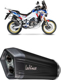 Auspuffendstück Mit Geräuschzulassung Lv-12 Edelstahl Schwarz Endkappe Carbon Fiber - Leovince Kompatibel Mit Honda Crf 1100 L Africa Twin (2020-2023)