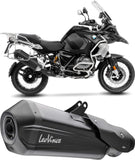 Auspuffendstück Mit Geräuschzulassung Lv-12 R Edelstahl Schwarz Endkappe Carbon Fiber - Leovince Kompatibel Mit Bmw R 1200 Gs (2013-2016)