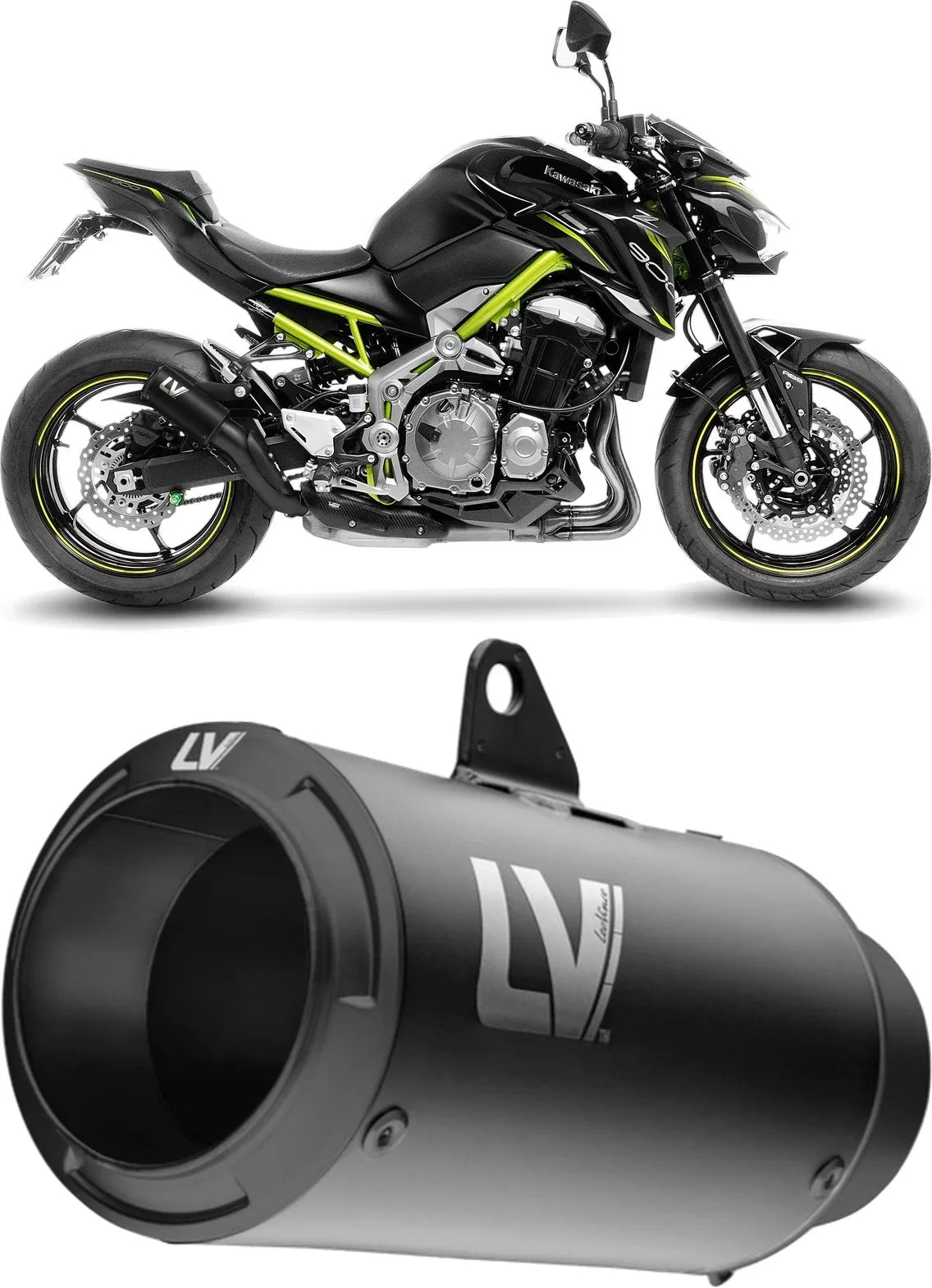 Auspuffendstück Mit Geräuschzulassung Lv Corsa S Edelstahl Full Schwarz Endkappe Edelstahl Schwarz - Leovince Kompatibel Mit Kawasaki Z 900 (2025-2026)