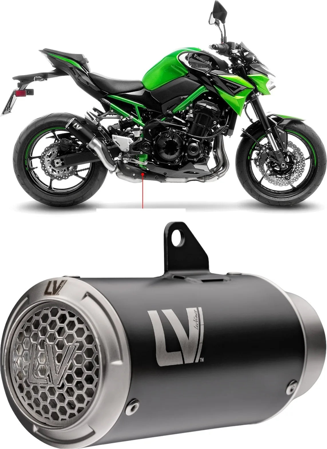 Auspuffendstück Mit Geräuschzulassung Lv Corsa S Edelstahl Schwarz Endkappe Edelstahl - Leovince Kompatibel Mit Kawasaki Z 900 (2020-2024)