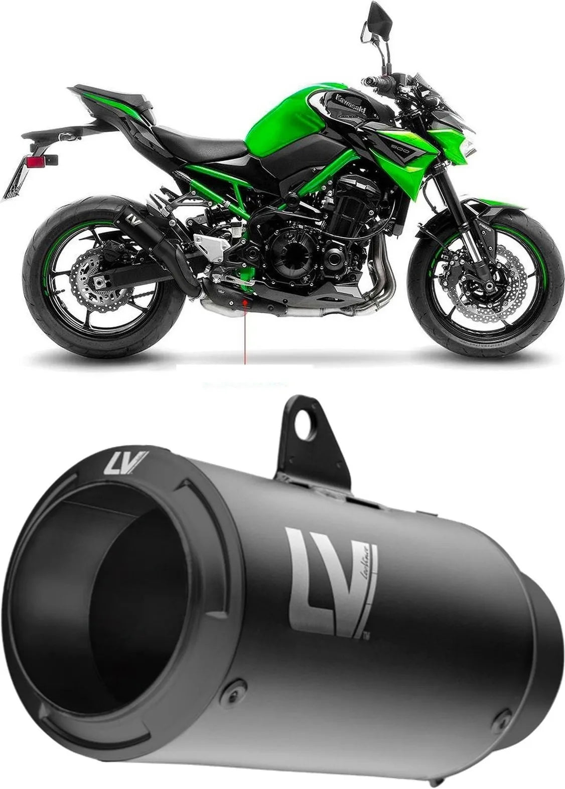 Auspuffendstück Mit Geräuschzulassung Lv Corsa S Edelstahl Full Schwarz Endkappe Edelstahl Schwarz - Leovince Kompatibel Mit Kawasaki Z 900 (2020-2024)