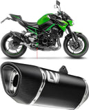 Auspuffendstück Mit Geräuschzulassung Lv-14 R Edelstahl Schwarz Endkappe Carbon Fiber - Leovince Kompatibel Mit Kawasaki Z 900 (2017-2019)