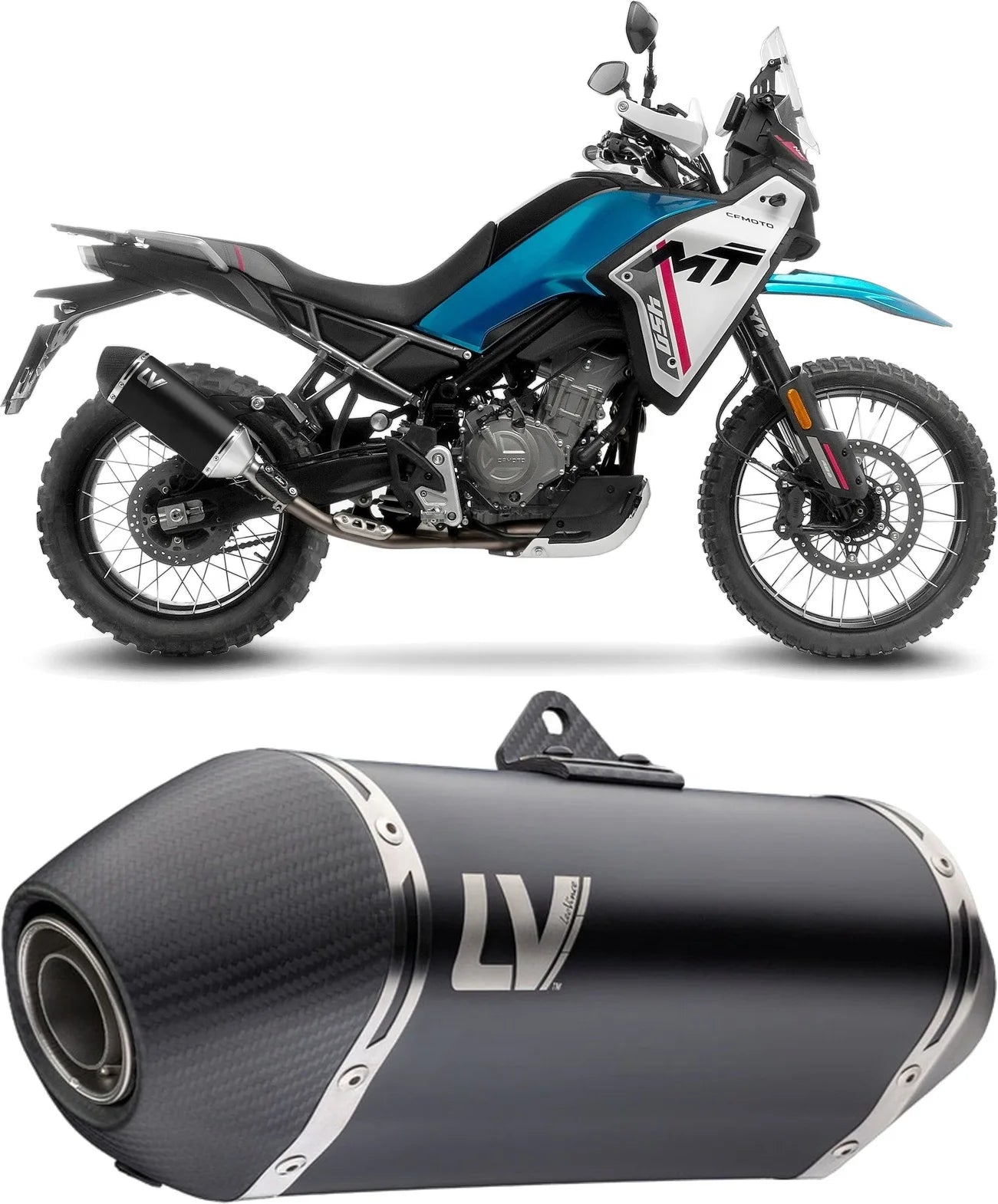 Auspuffendstück Mit Geräuschzulassung Lv-14 Edelstahl Schwarz Endkappe Carbon Fiber - Leovince Kompatibel Mit Cfmoto Ibex 450 (2025-2026)